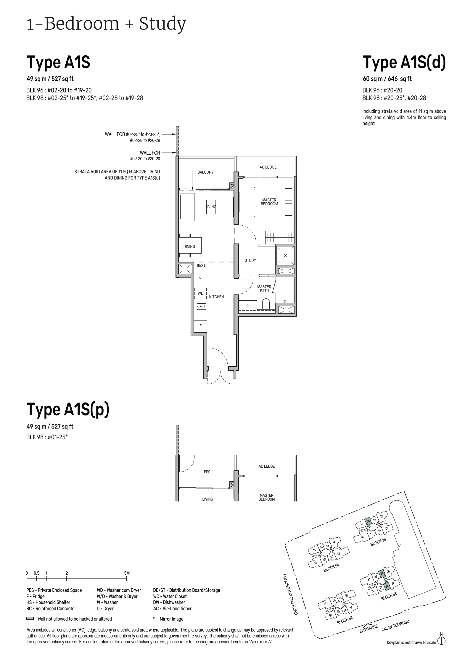 Tembusu Grand 1-Bedroom + Study Type A1S Floor Plan